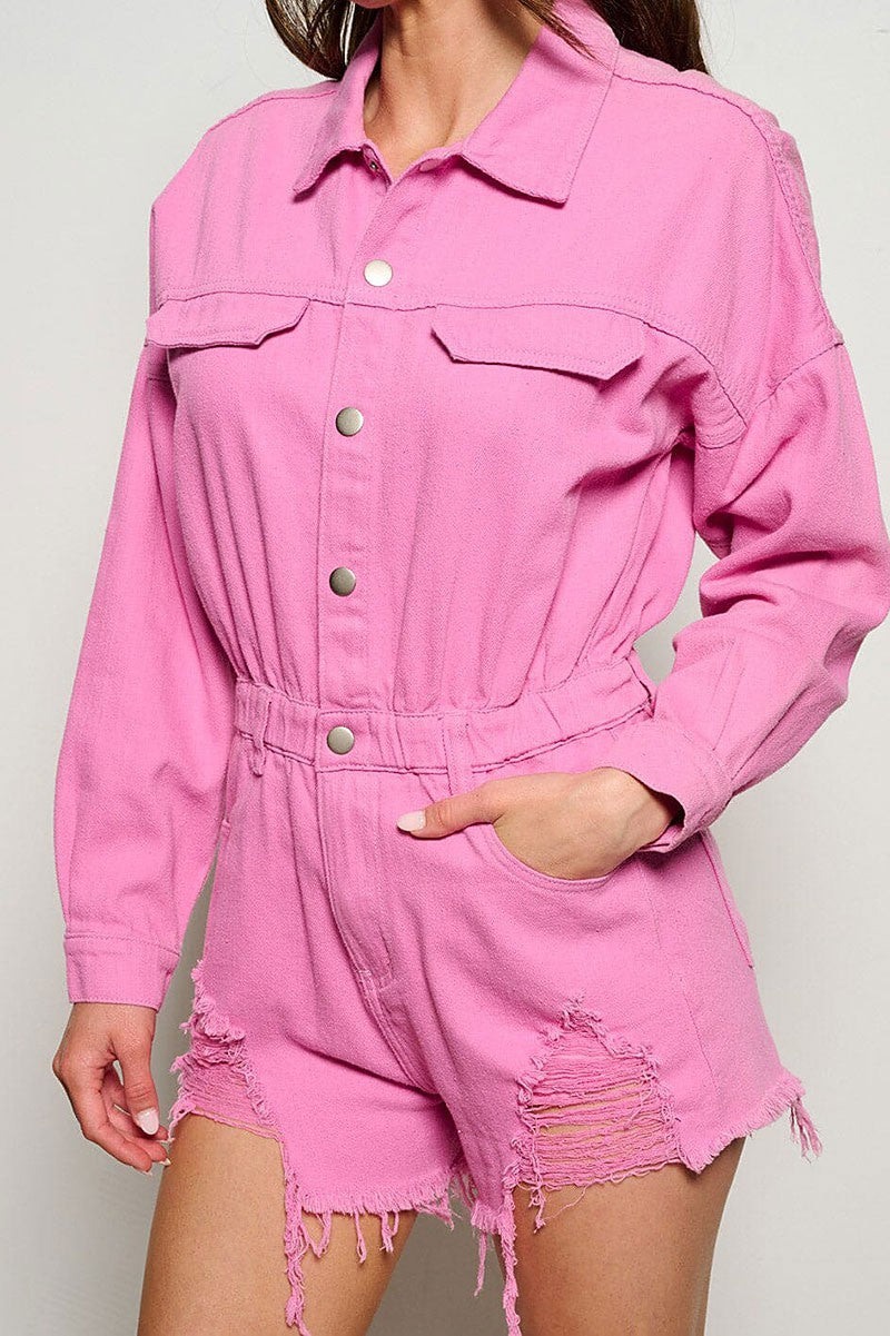 Pink Party Denim Romper