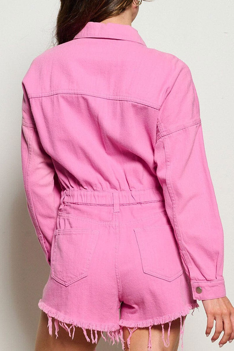 Pink Party Denim Romper