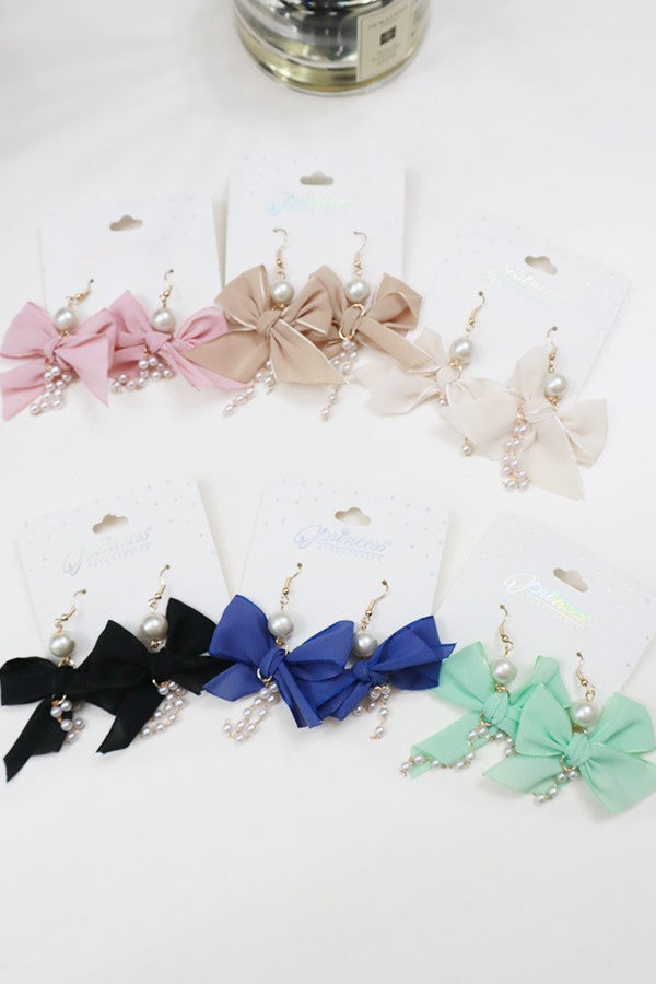 Satin Bow Dangle Earrings