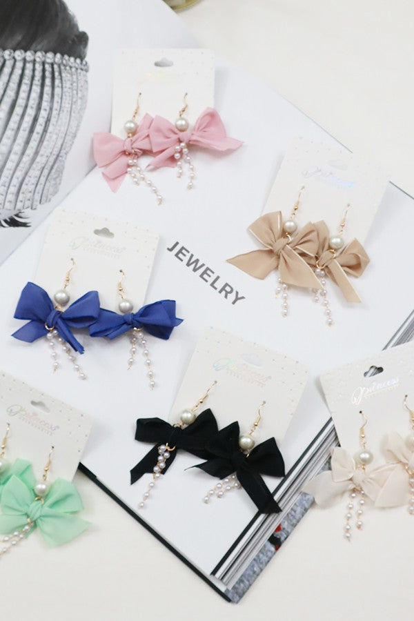 Satin Bow Dangle Earrings