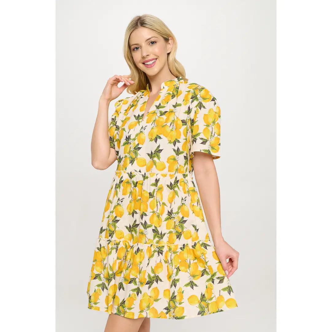 Juicy Lemon Print Dress