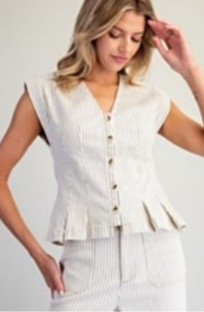 Stripe Button Top