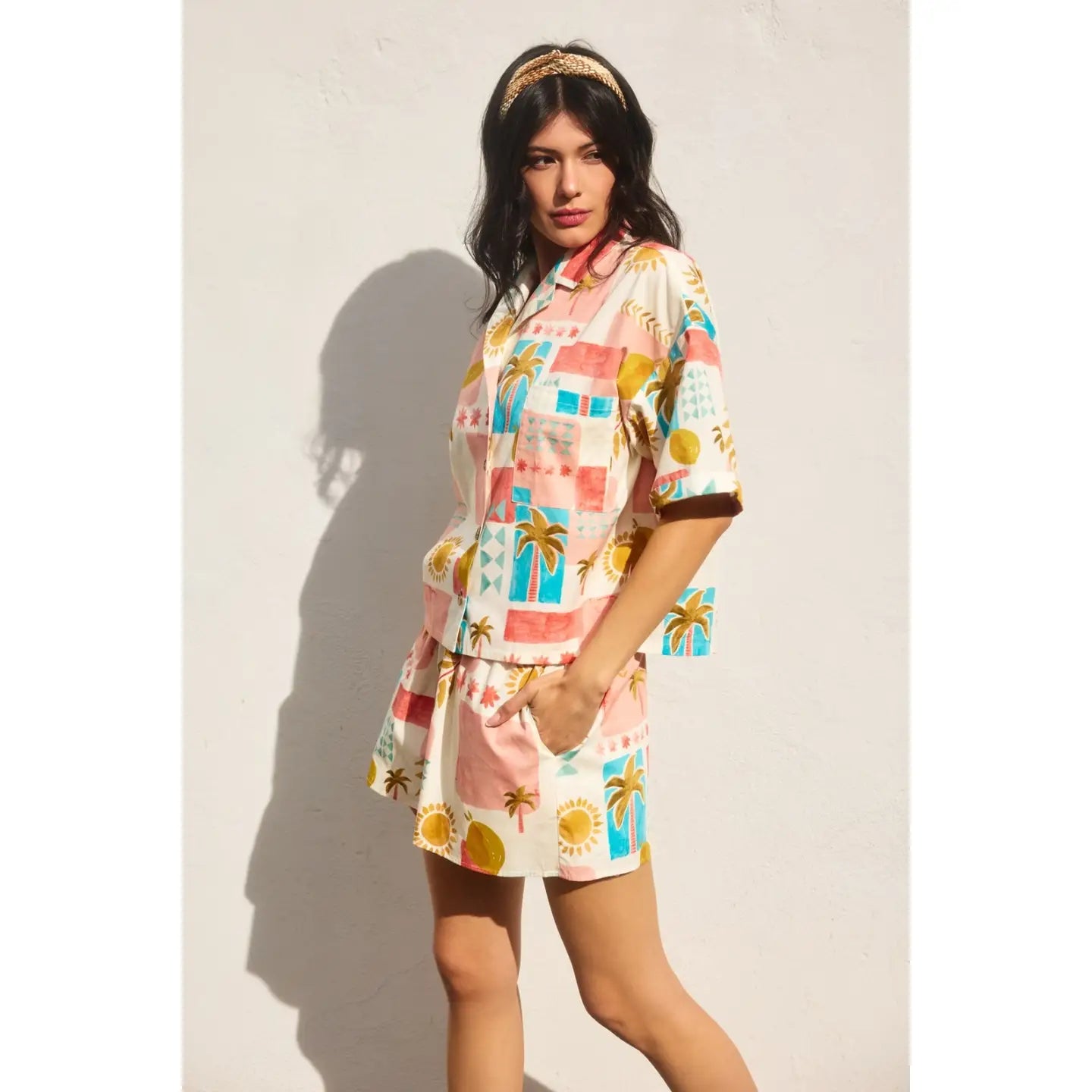 Moroccan Spring Relaxed Shirt and Shorts Set