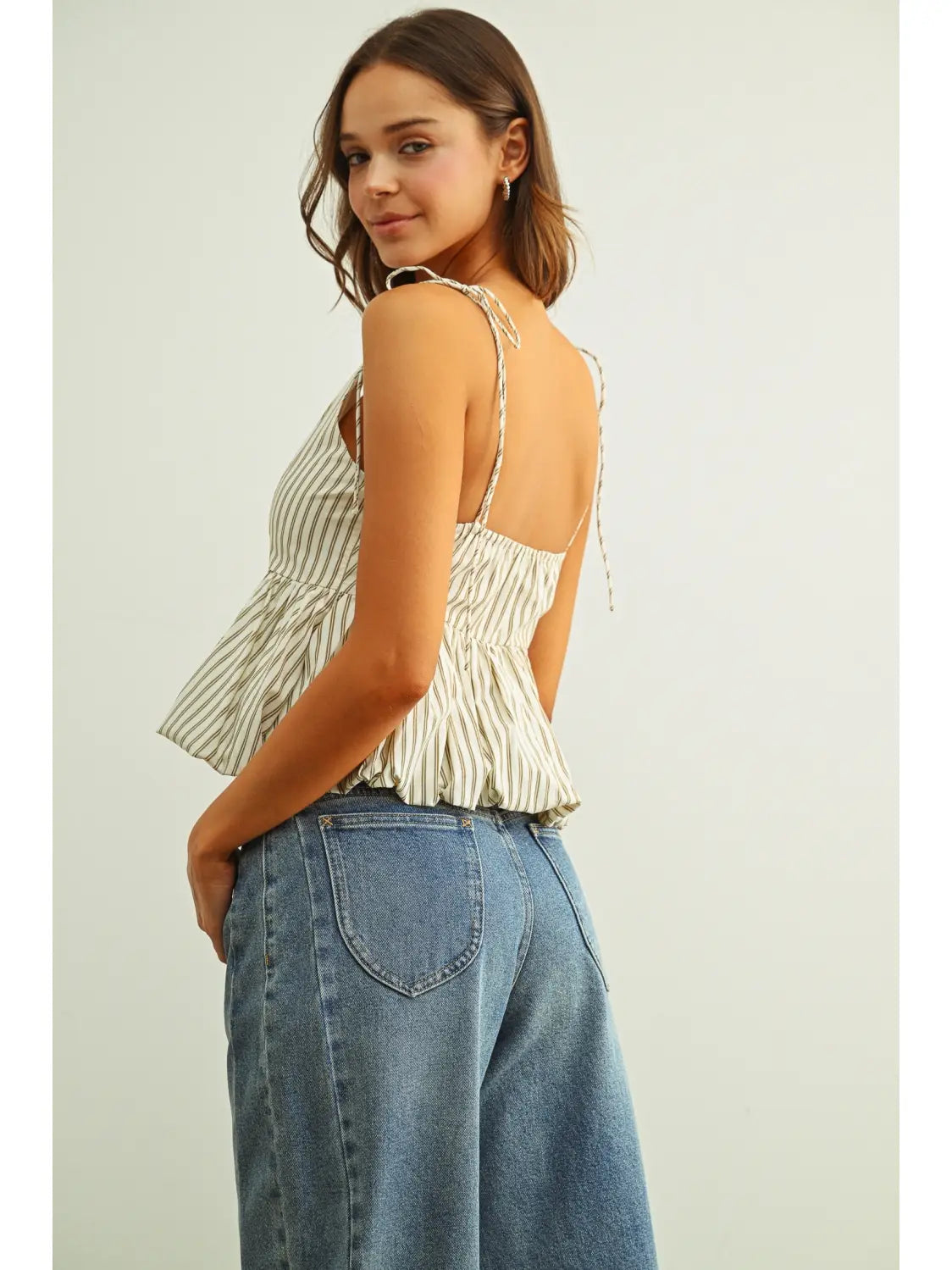 Stripe Printed Ballon Bottom Top