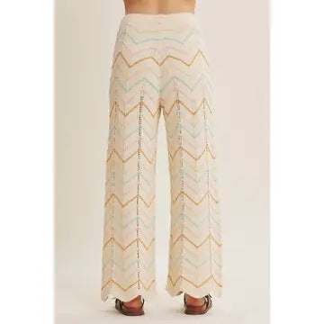Easy Statement Pastel Chevron Sweater Wide-Leg Pants