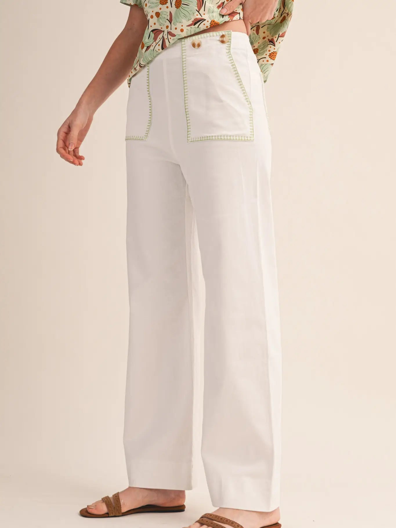 Stitchline Wide-Leg Pants