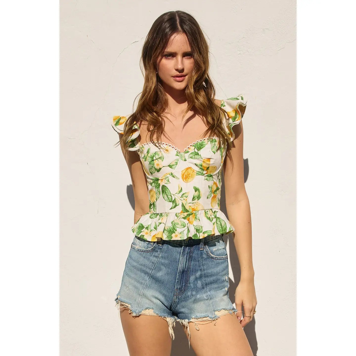 Lemon Corset Flutter Top