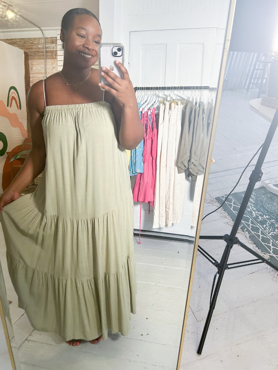 Free Spirit Olive Midi Dress