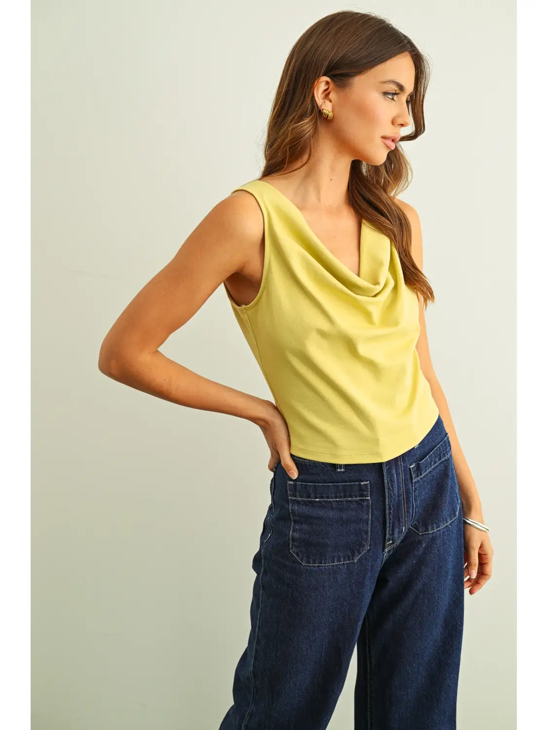 Lemon Glow Cowl Back Top