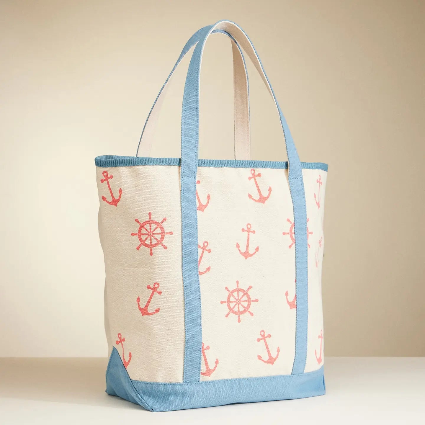 Canvas Tote Bag with Nautical Anchor Print