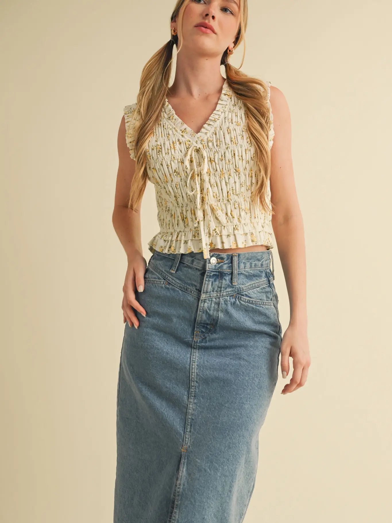 Golden Garden Smocked Top