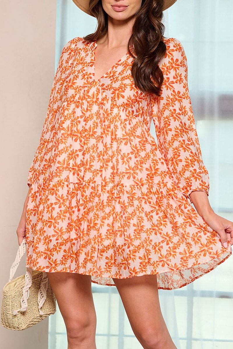 Orange Floral Mini Dress