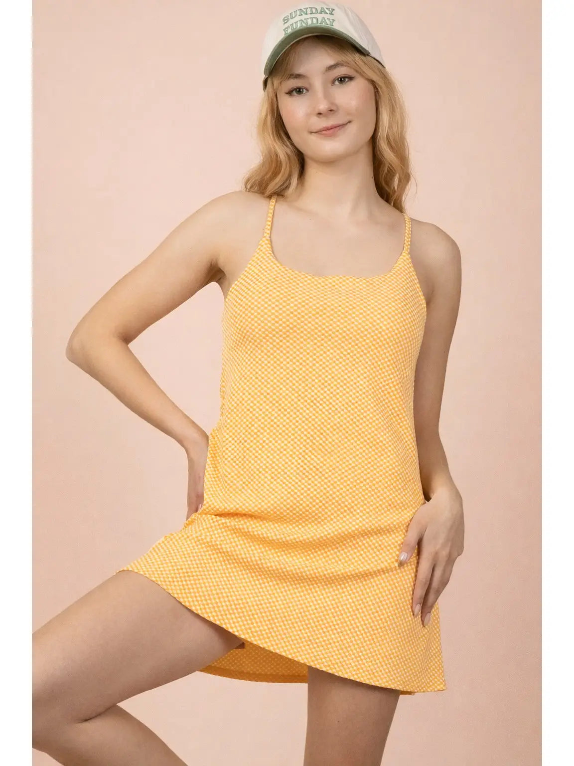 Textured Checkered Activewear Tennis Dress