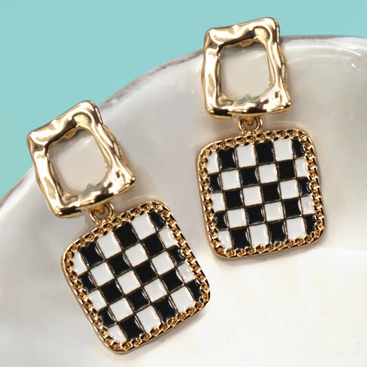 Checker Drop Earrings