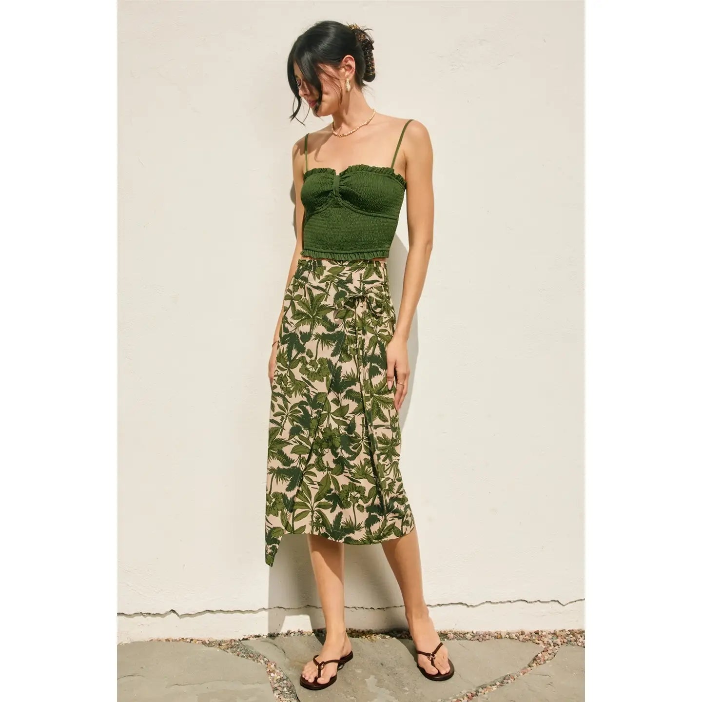 Paradise Grove Tilt Midi Wrap Skirt