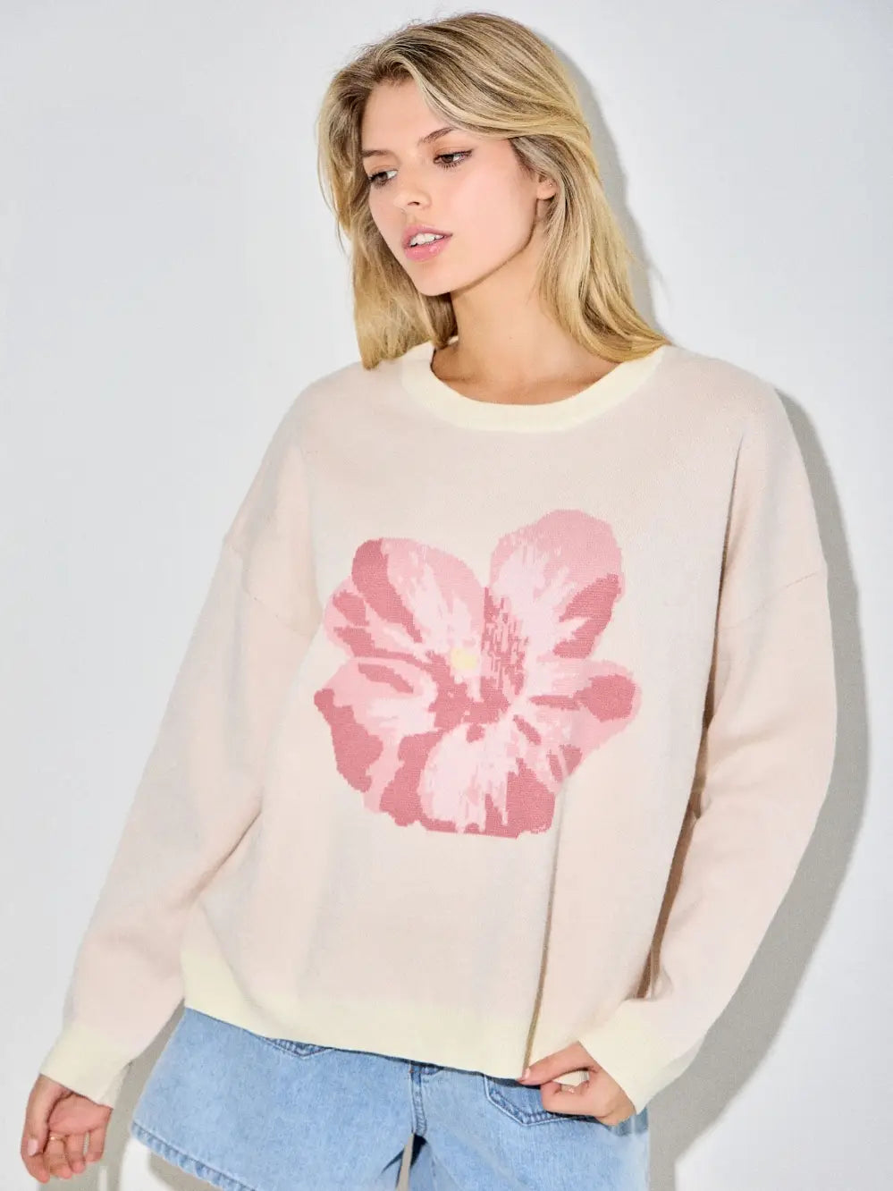 Soft Knit Drop Hibiscus Pullover