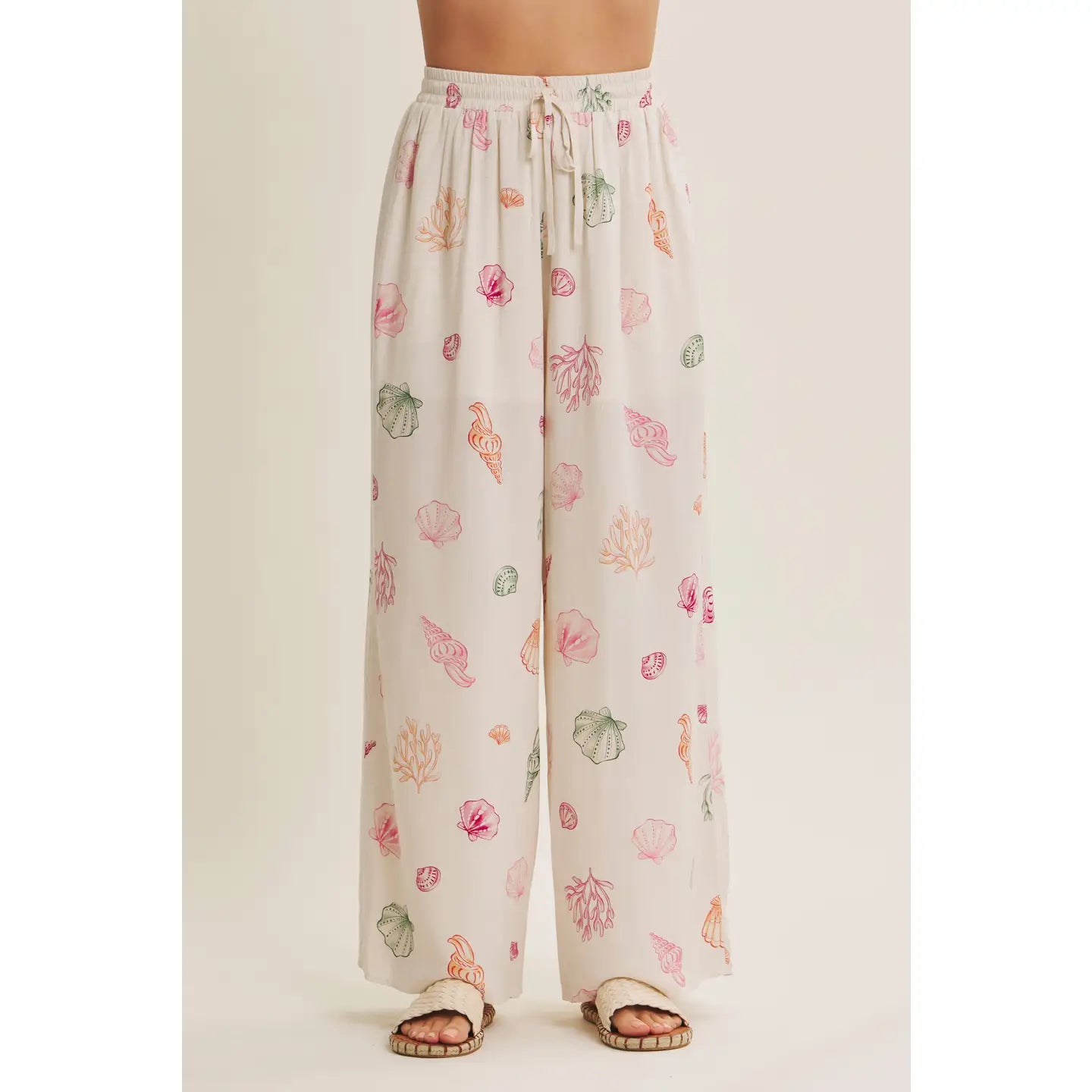 Carefree Spirit of Summer Seashell Wide-Leg Pants