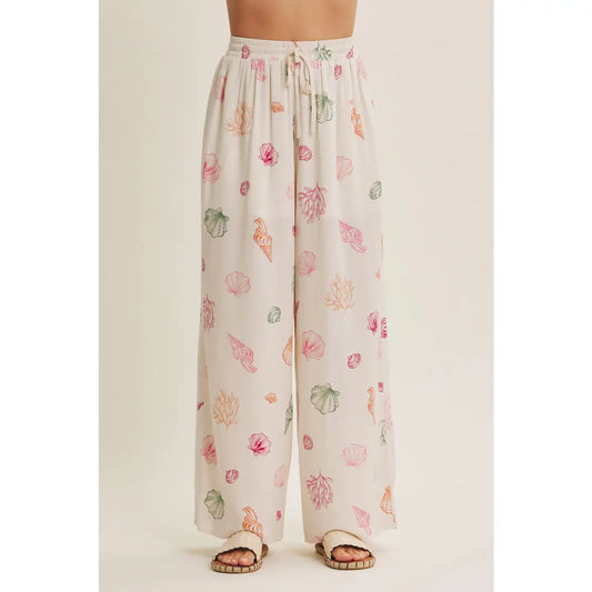 Carefree Spirit of Summer Seashell Wide-Leg Pants