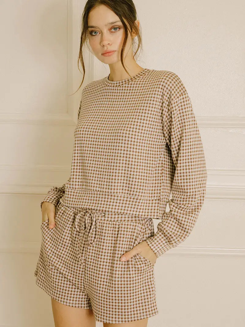 Brown Gingham Set