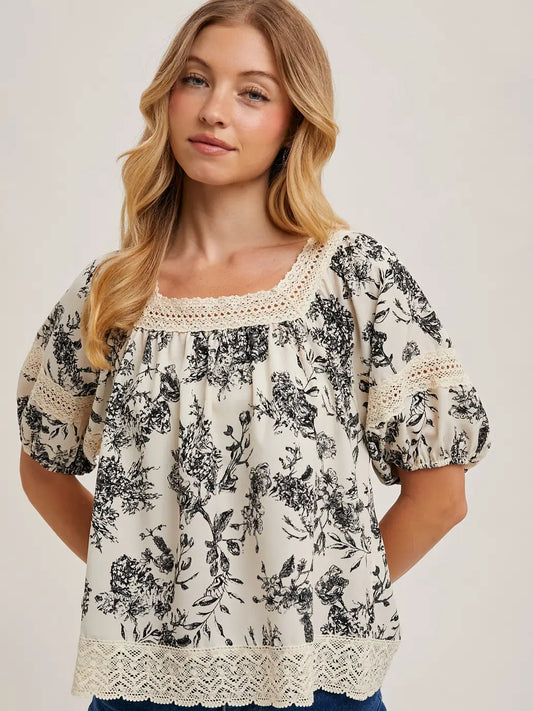 Beige Floral Blouse