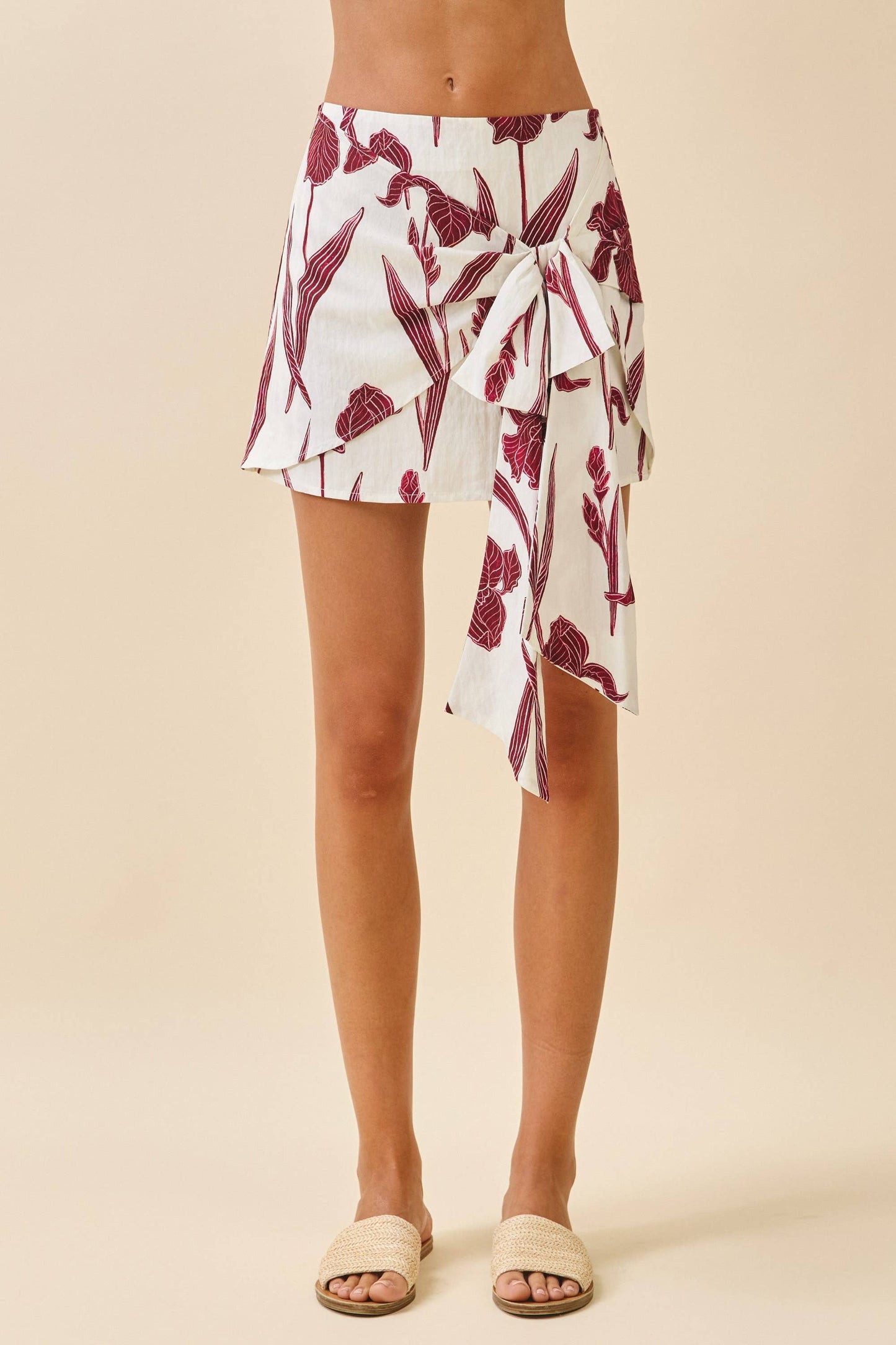 Floral Tie Mini Skirt