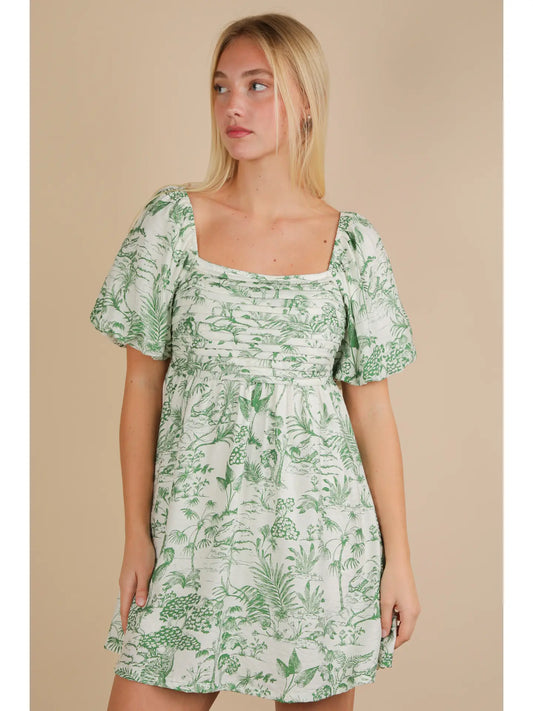 Wild Sage Puff Dress