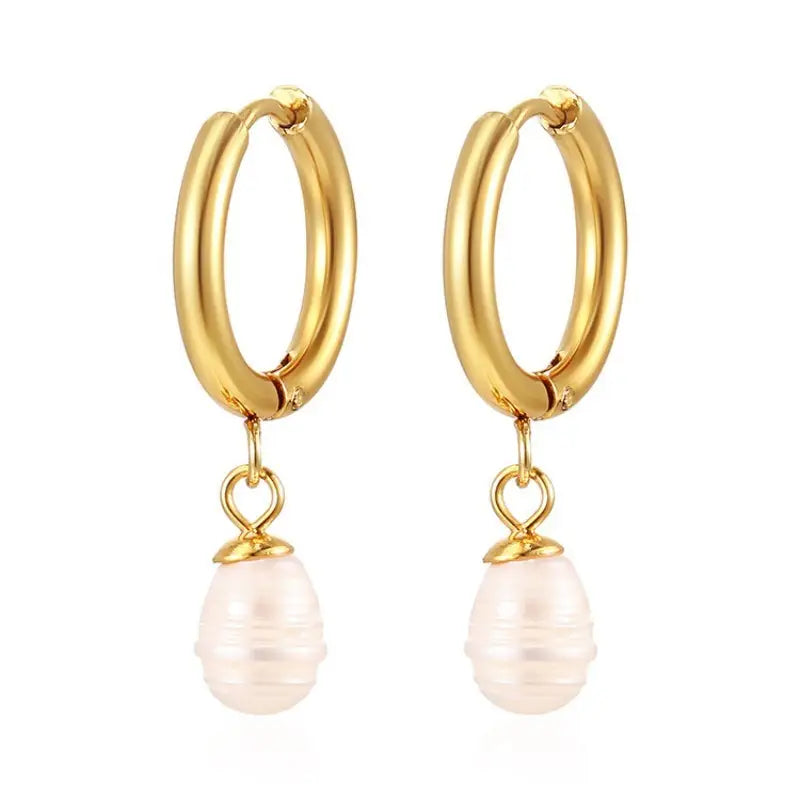 Gold Pearl Drop Earrings
