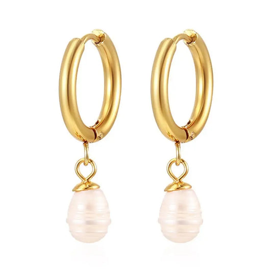 Gold Pearl Drop Earrings