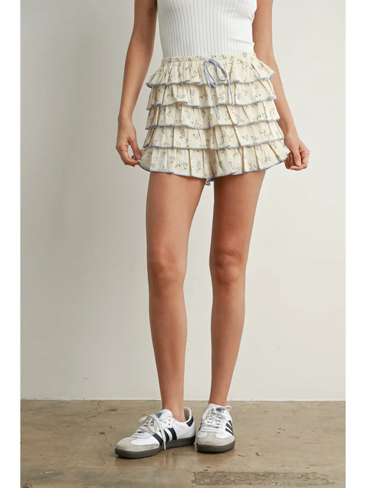 Ivory Petals Mini Skort