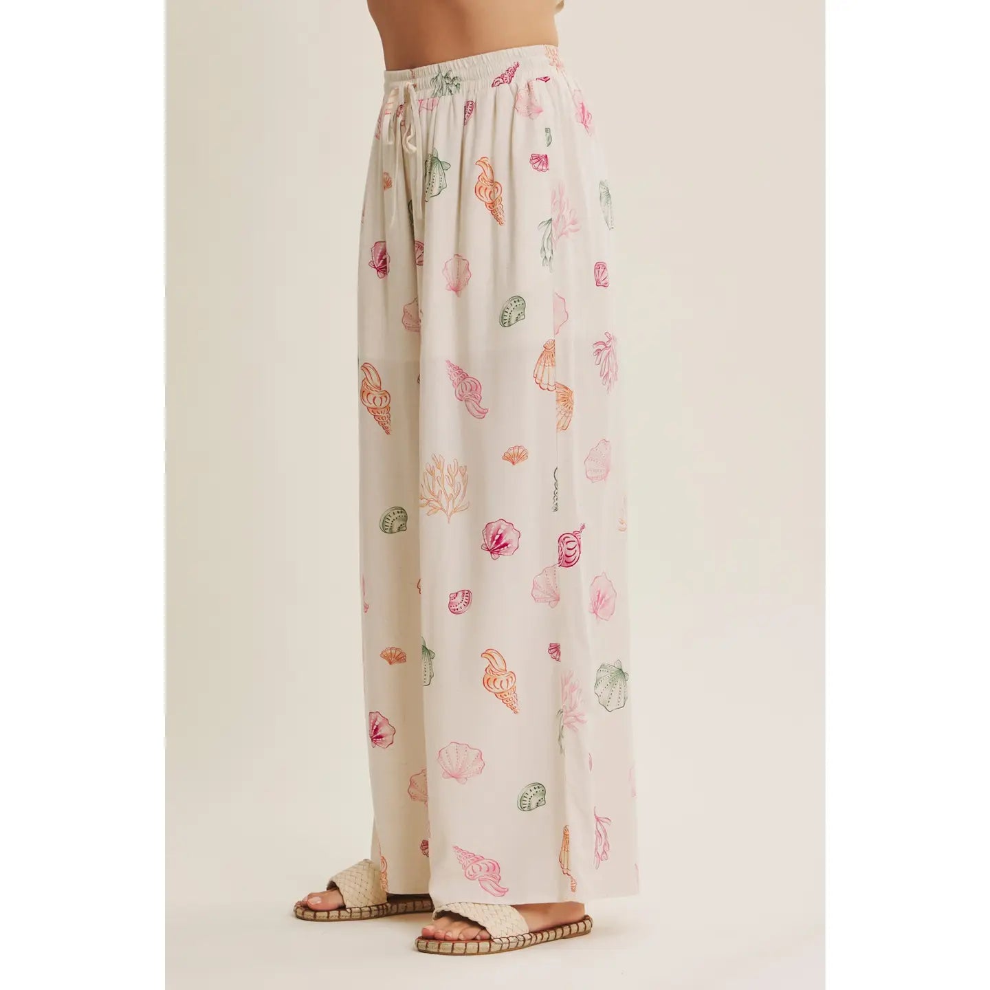 Carefree Spirit of Summer Seashell Wide-Leg Pants