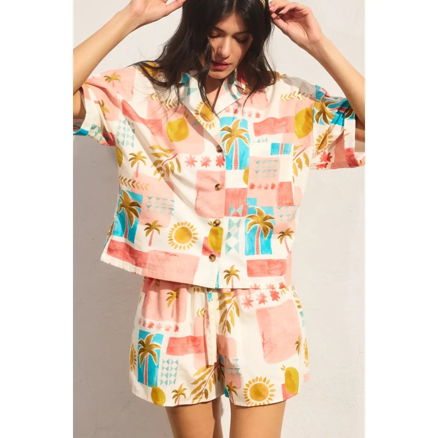 Moroccan Spring Relaxed Shirt and Shorts Set