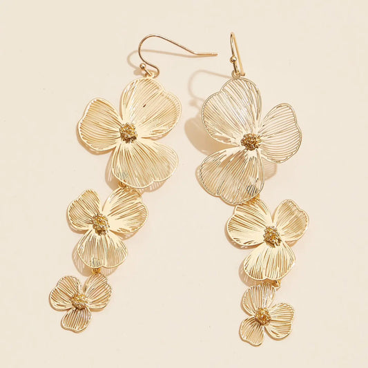 Delicate Laser Cut 3D Floral Filigree Drop Earrings