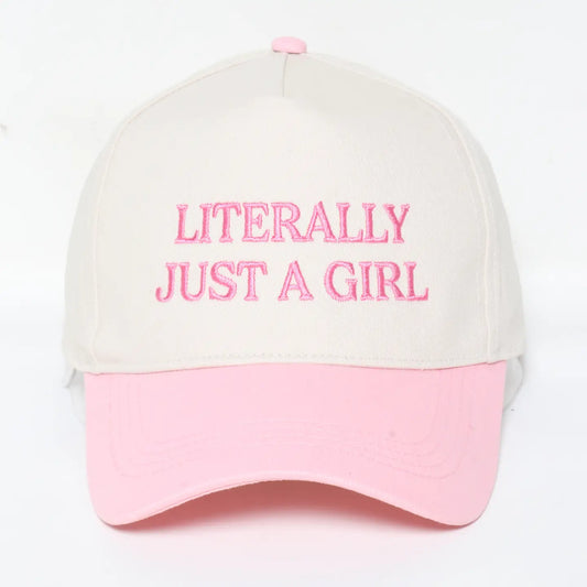 Literally Just A Girl Embroidery Two Tone Baseball Cap