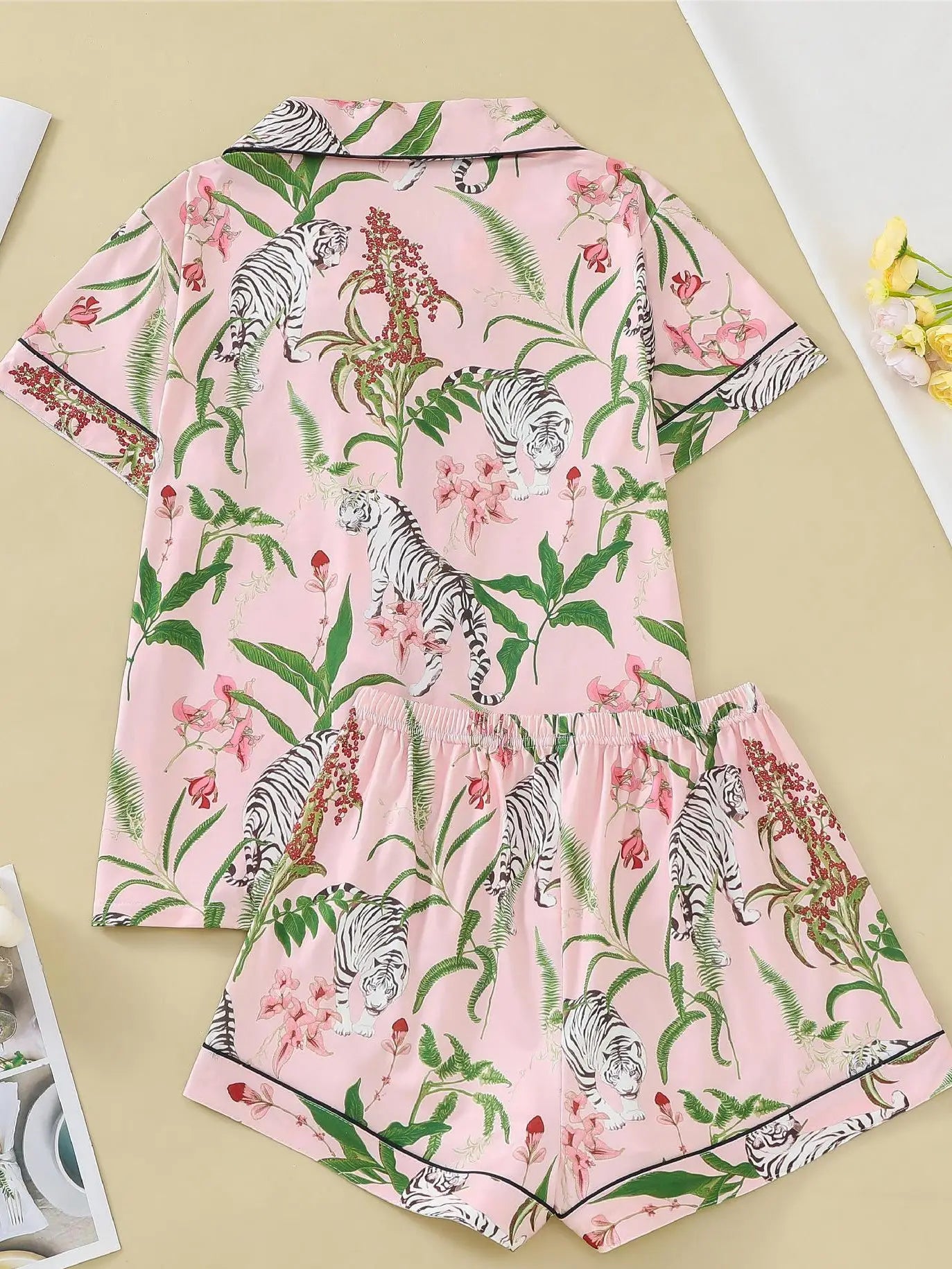 Floral Tiger Print Pajama Set