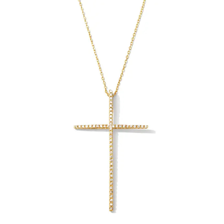 XL Pave Cross Pendant Necklace