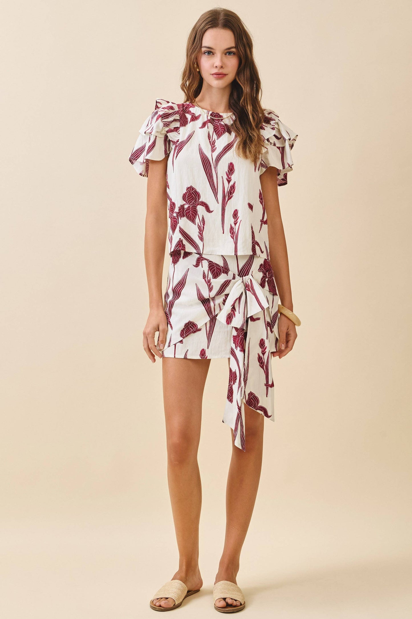 Floral Tie Mini Skirt