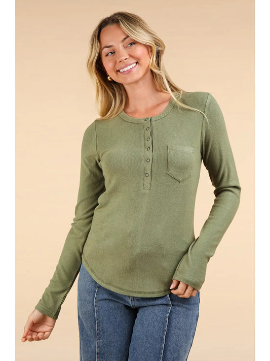 Olive Brushed Knit Top