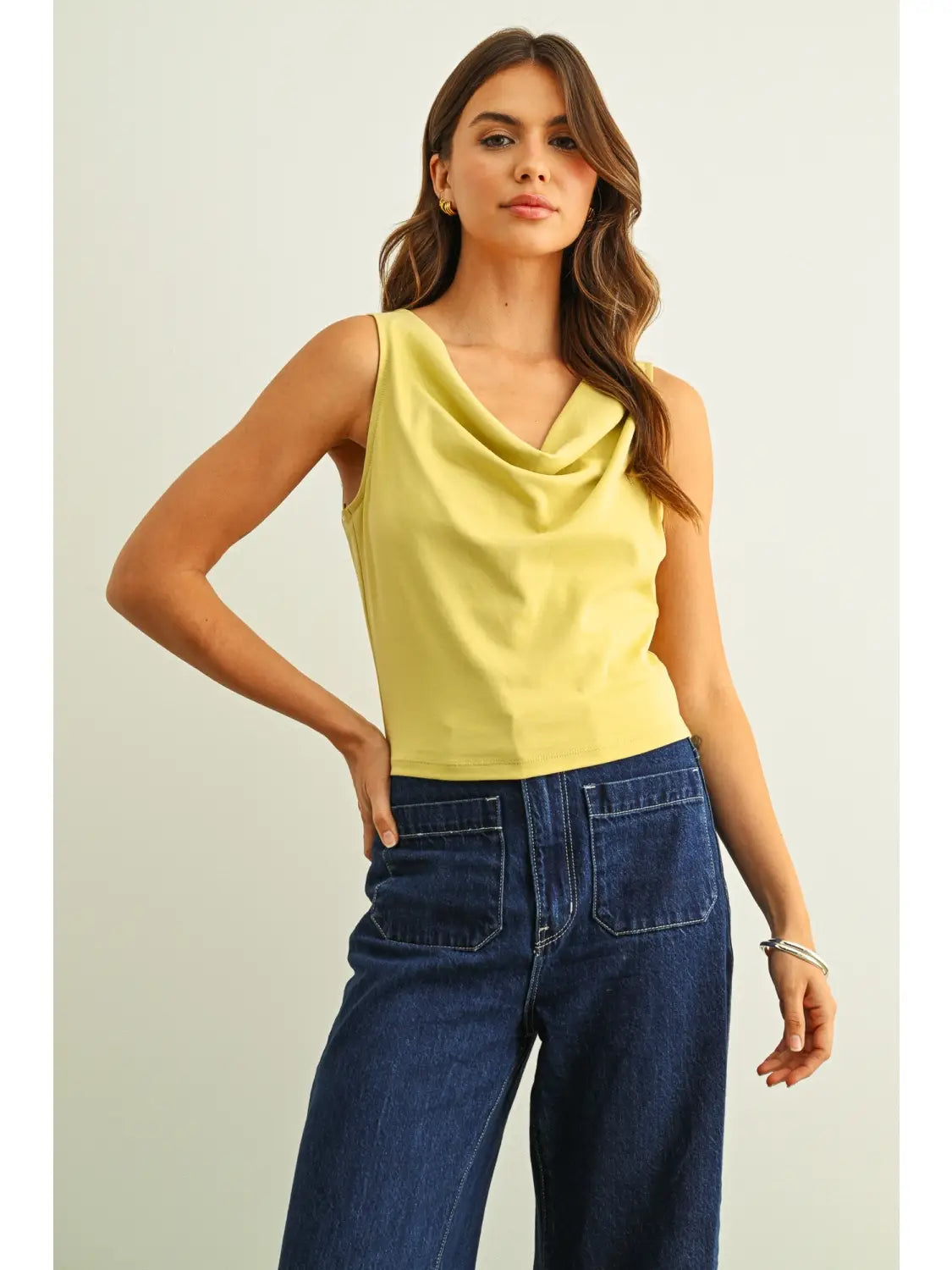 Lemon Glow Cowl Back Top