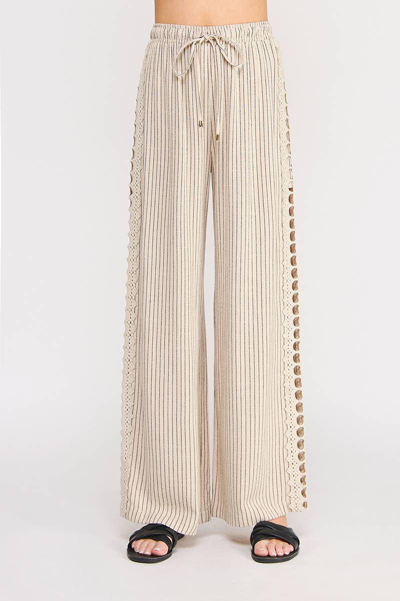 Soft Linen Elastic Tie Waist Cropped Pant