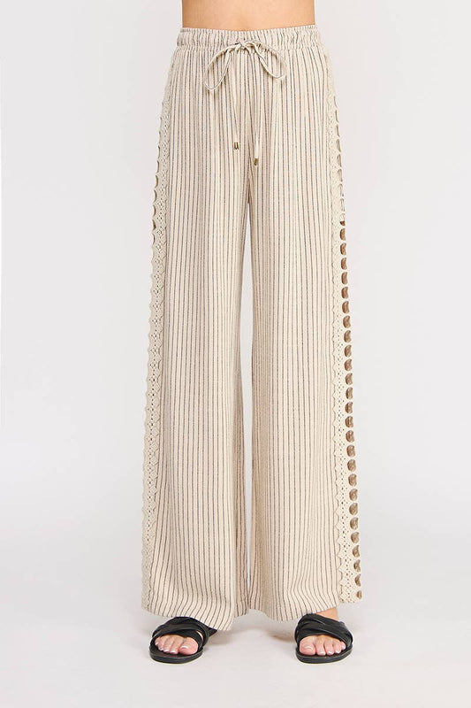 Soft Linen Elastic Tie Waist Cropped Pant
