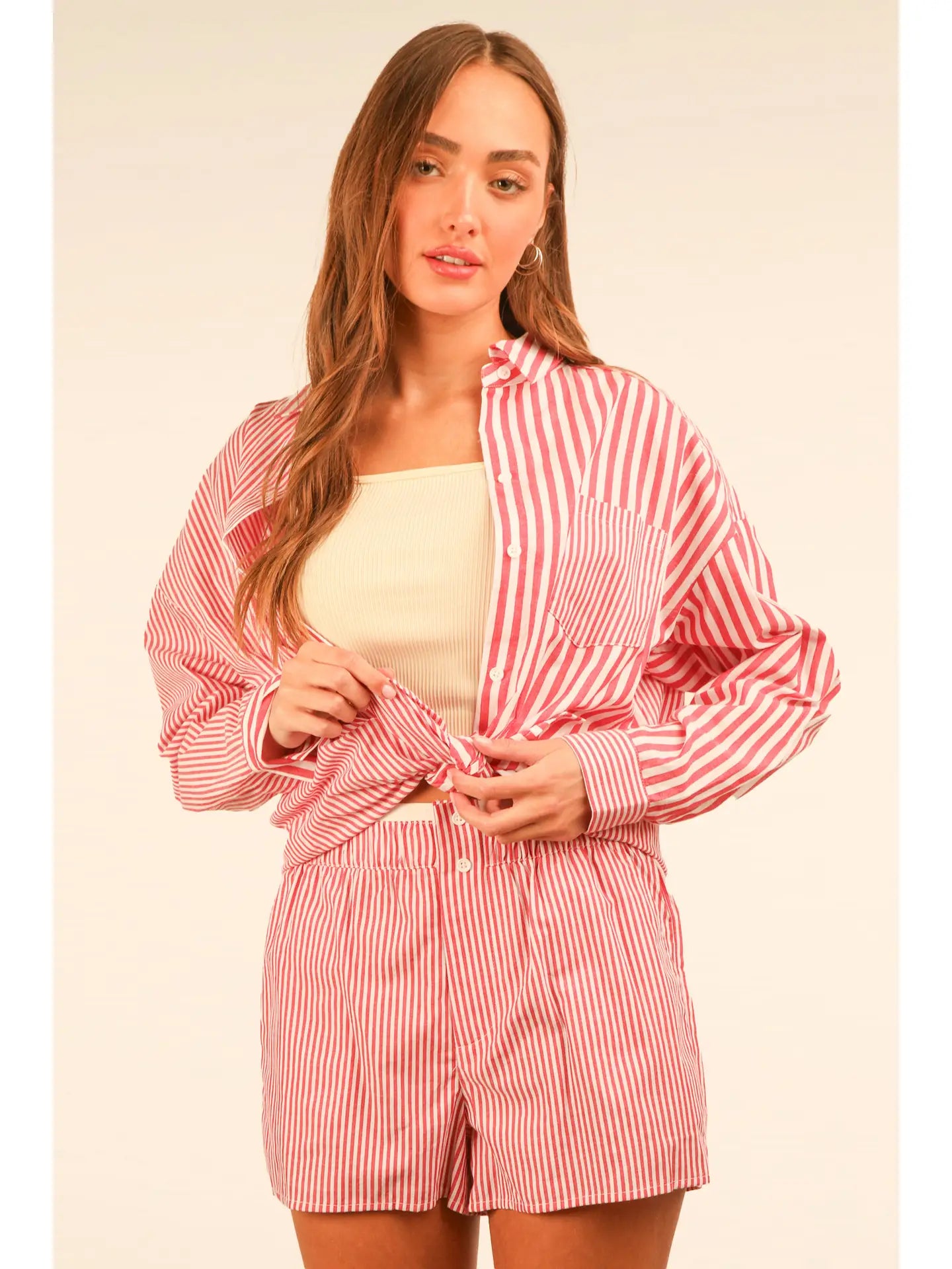 Red Striped Oversized Set