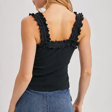 Square Neck Ruffled Strap Cami