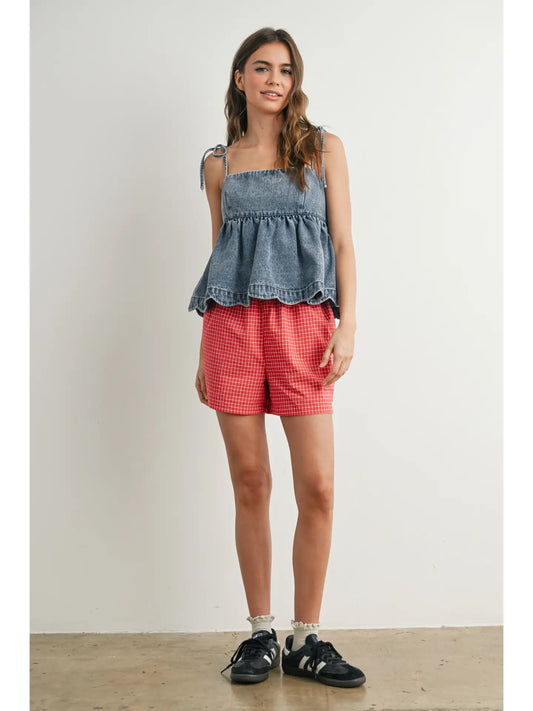 Denim Peplum Top