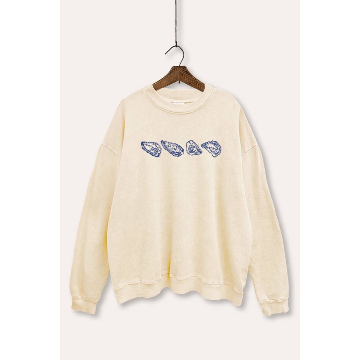 Oyster Coastal Graphic Mineral Wash Sweatshirt