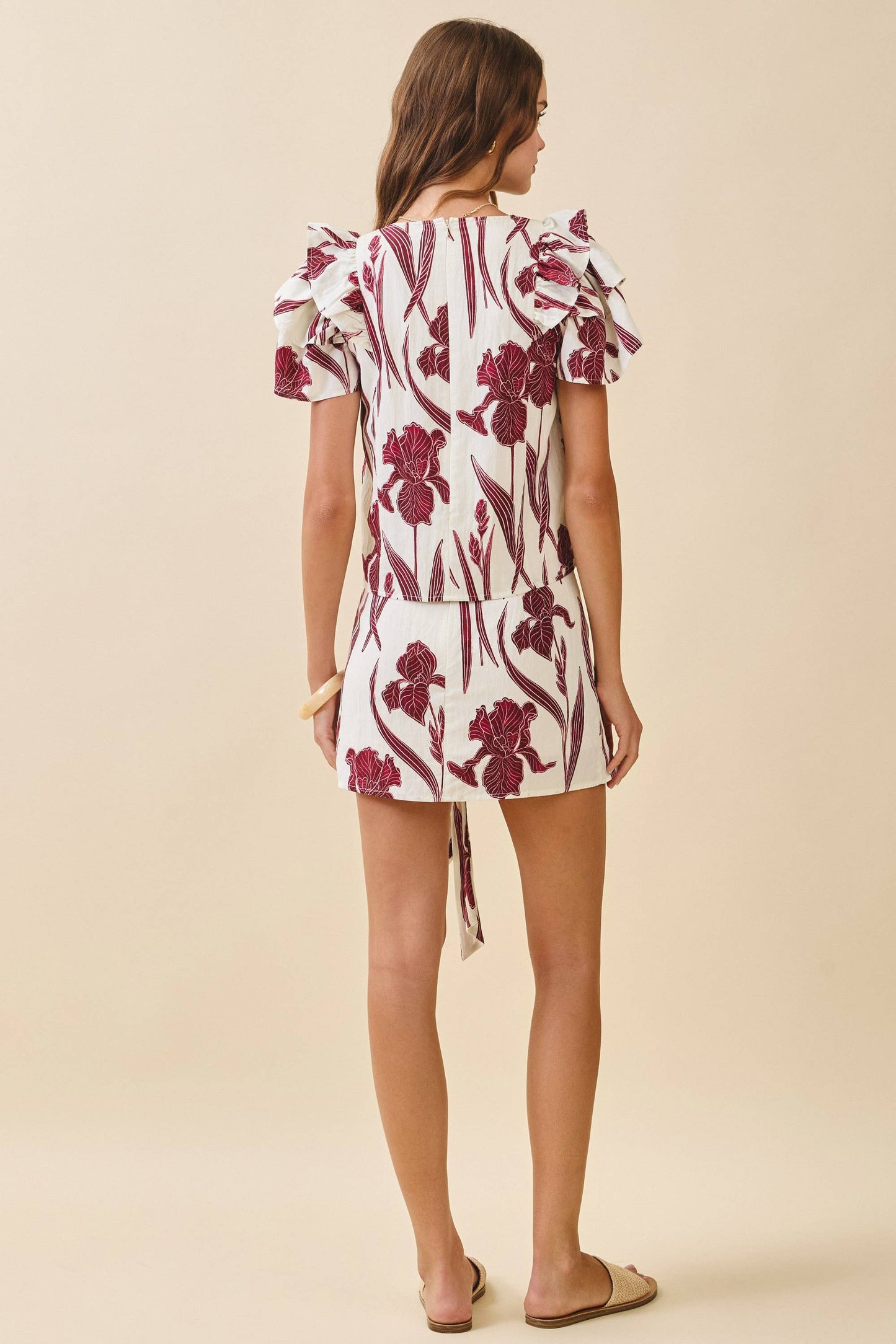 Floral Tie Mini Skirt