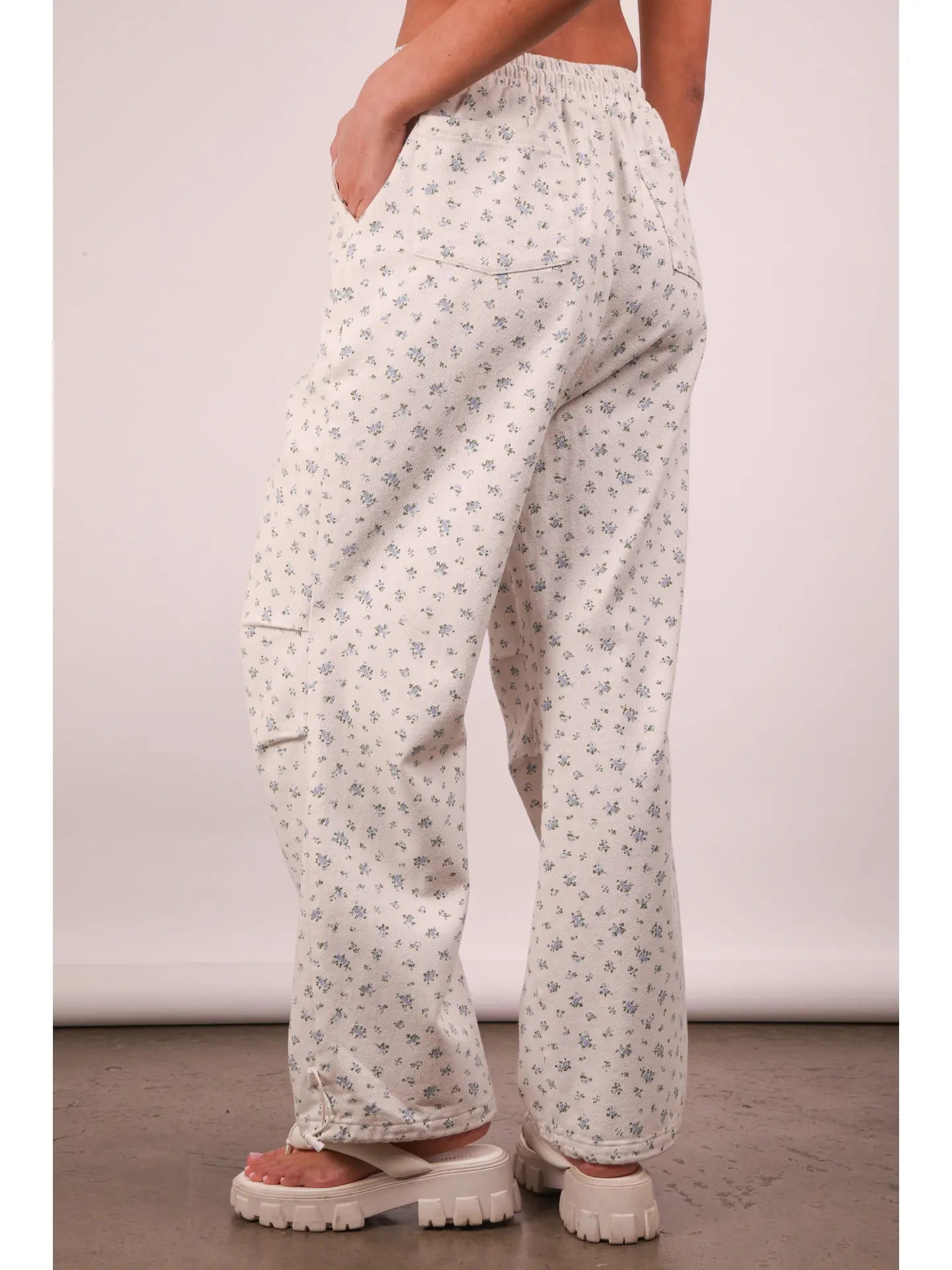 Oatmeal Floral Linen Pants