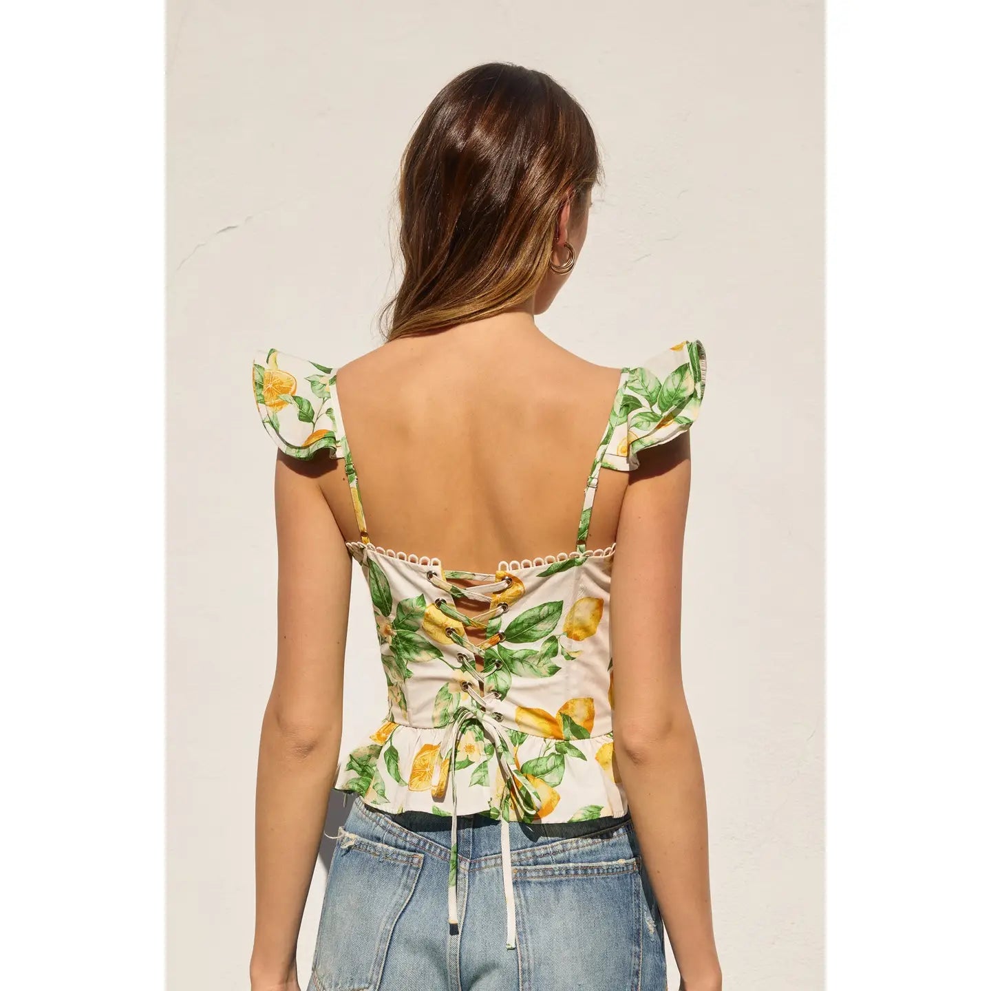 Lemon Corset Flutter Top