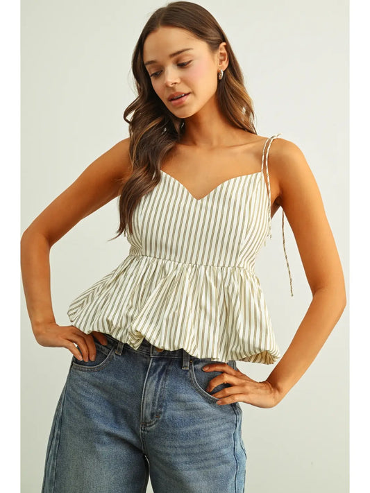 Stripe Printed Ballon Bottom Top