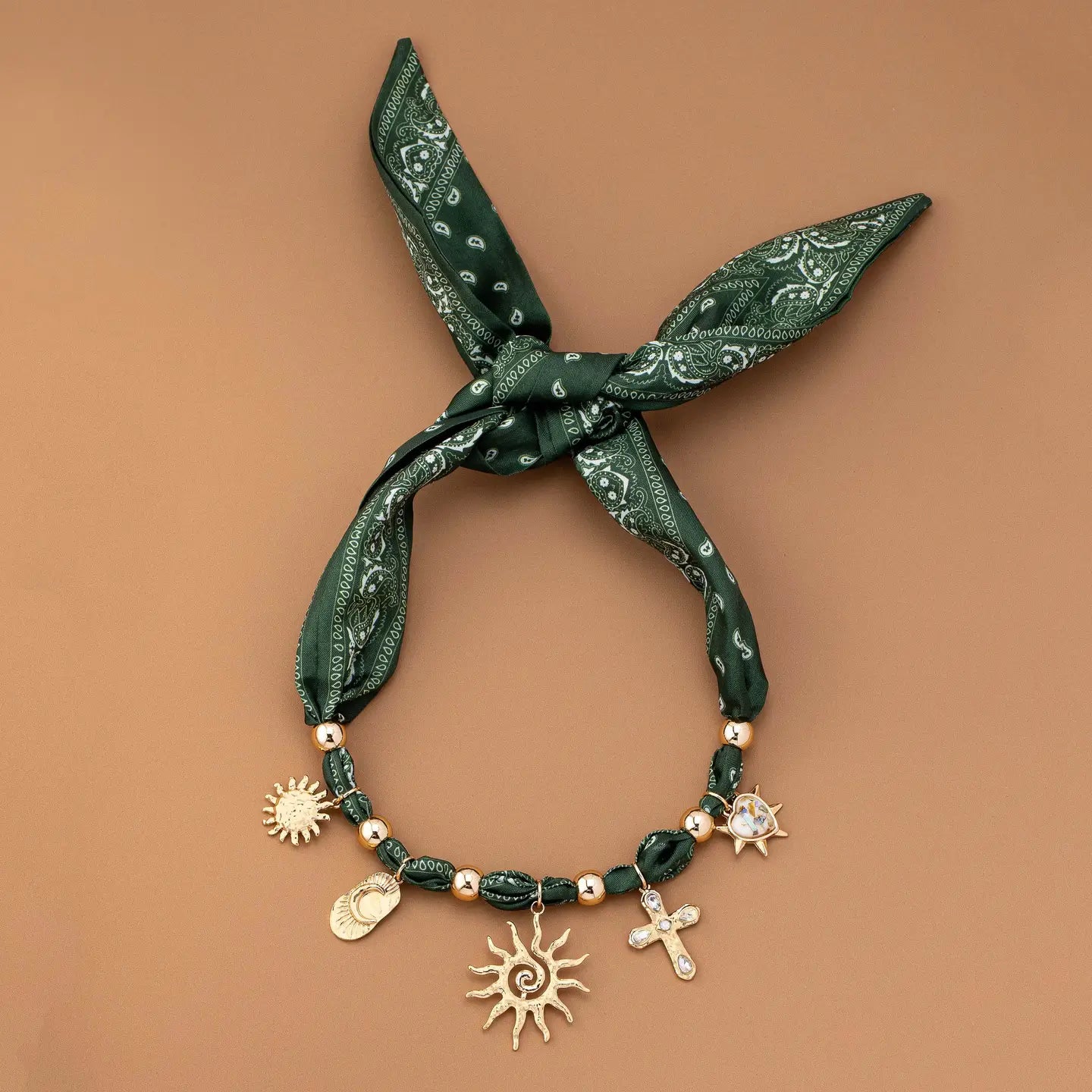 Gold Sun & Moon Scarf Necklace