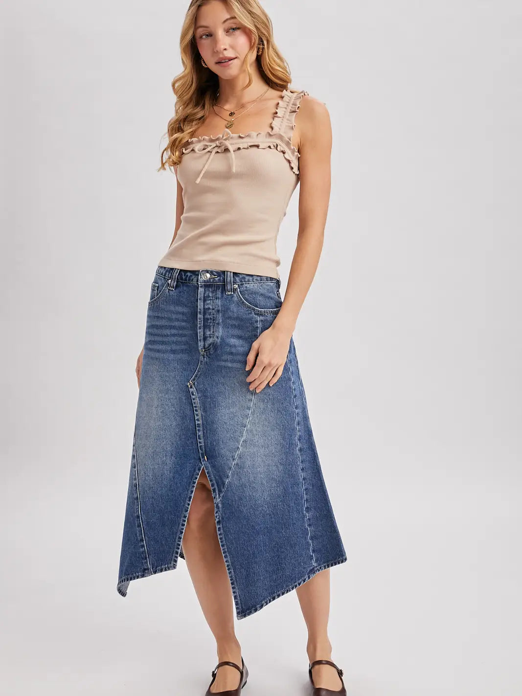 Square Neck Ruffled Strap Cami